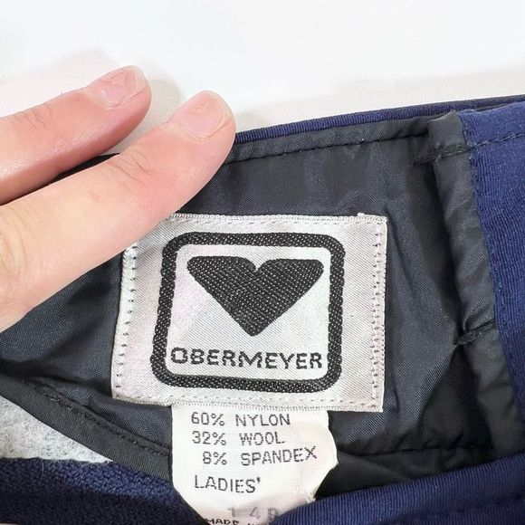 Obermeyer Snow Pants Womens 14 Wool Nylon Zipper Pockets Hook & Eye Ski Blue - Picture 7 of 10